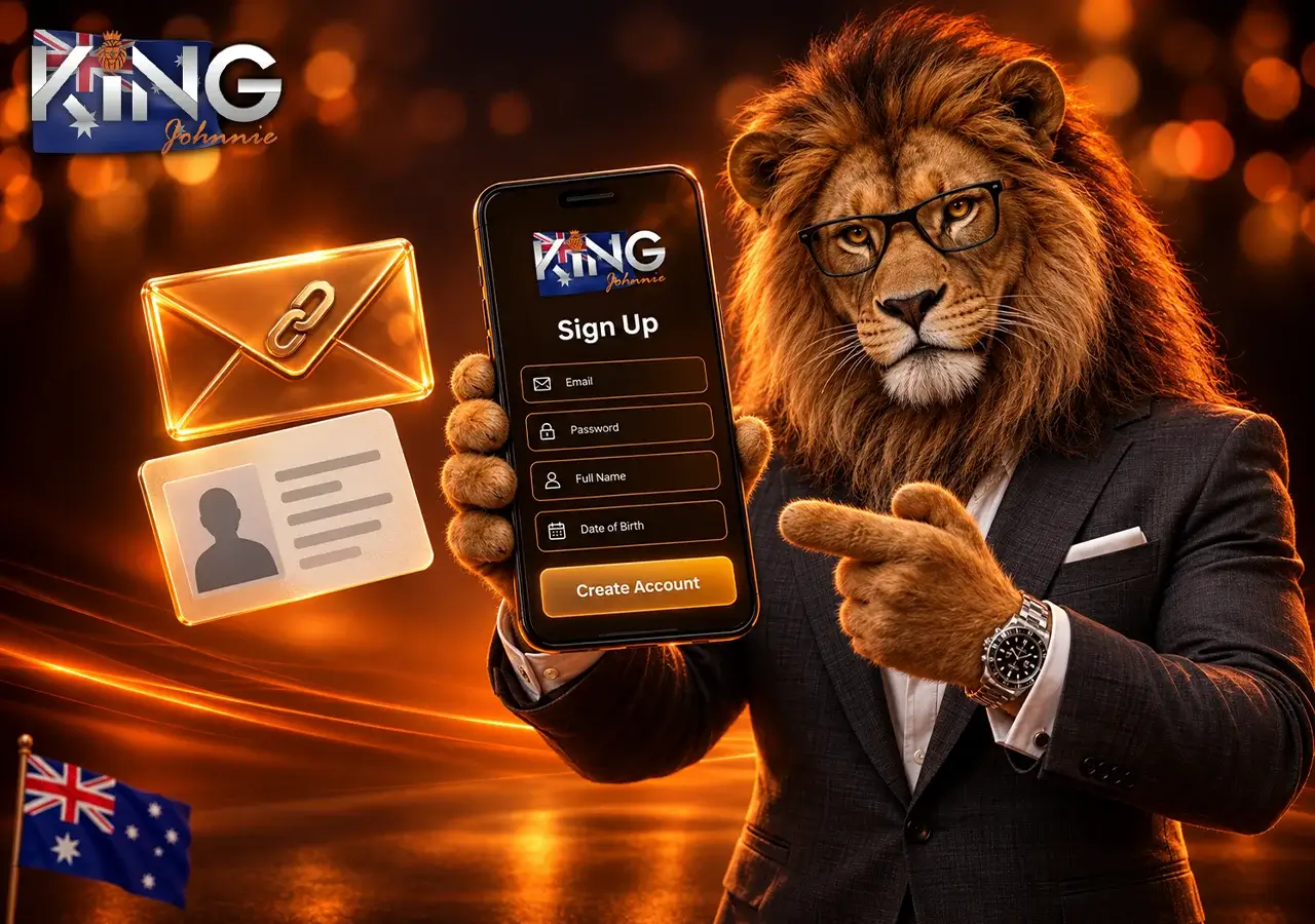Two-step King Johnnie registration with SMS code and identity verification documents